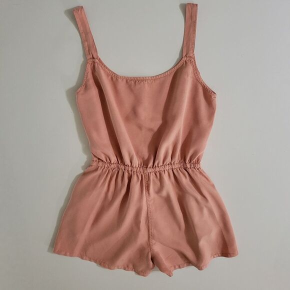 Staccato Women's Peach Four Button Accent Tank Romper - Picture 16 of 16